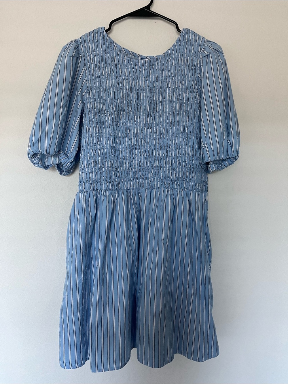 Old Navy Light Blue Striped Smocked Dress